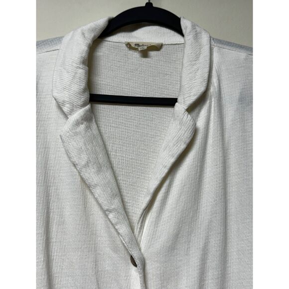 MADEWELL Knit Lightspun Camp Shirt, Tortoise Shell Buttons, Ivory, Sz M - Picture 3 of 10